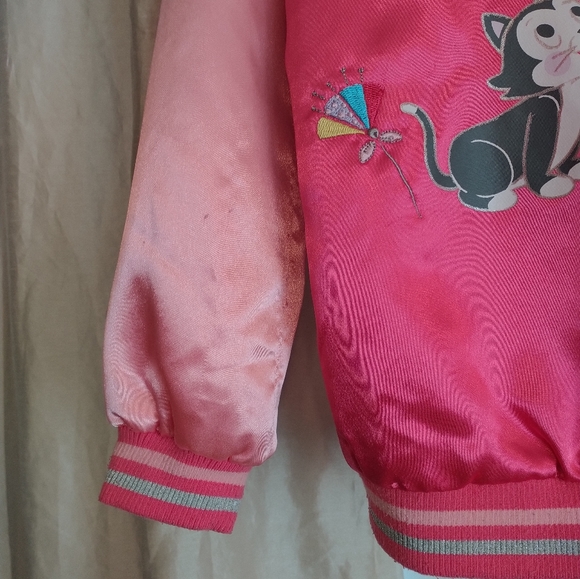 Minnie Mouse Girls Jacket Pink Coat Size 9 10 Satin Bomber Varsity Embroidered - Picture 8 of 13